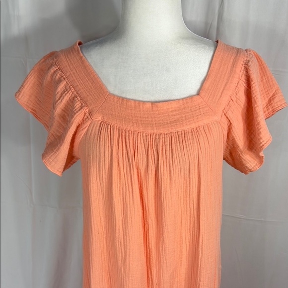 Rails Off-Shoulder Gauze Maxi Dress Coral S - Picture 3 of 13